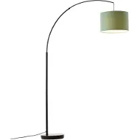 My Home Stehlampe "Stellan", grün (jade), 1, Ø 36cm H: 180cm, 1 Stk., Leuchten, Bogenlampe Textilschirm Stoff Ø 36cm, E27, Fußschalter, Bogenleuchte, Stehlampe