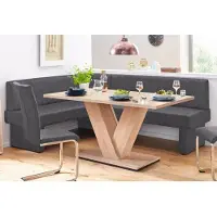 Home affaire Eckbank "Nils", grau (dunkelgrau (capulet 4009)), B:222cm H:89cm T:162cm, Holzwerkstoff, Massivholz, Polyester, Sitzbänke, Eckbank, Sitz und Rücken gepolstert, verschiedene Qualitäten