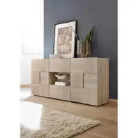 Inosign Sideboard "Dama Breite 181, Kommode 2 Türen u. 2 Schubkästen, Anrichte", braun (eiche sonoma), Sideboards, Sideboard, Front in 3D-Optik, viel Stauraum, verschiedene Farben