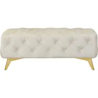 Home affaire Polsterhocker "Amaury", beige, B:120cm H:45cm T:80cm, Struktur (100% Polyester);Samtoptik (100% Polyester), Hocker, Polsterhocker, Chesterfield-Optik, Breite 120cm, Fußfarbe wählbar