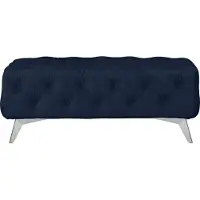Home affaire Polsterhocker "Amaury", blau, B:120cm H:45cm T:80cm, Struktur (100% Polyester);Samtoptik (100% Polyester), Hocker, Polsterhocker, Chesterfield-Optik, Breite 120cm, Fußfarbe wählbar