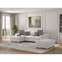 Sit&More Ecksofa SIT & MORE "Dundee L-Form", silber, B:264cm H:86cm T:175cm, Sofas, Ecksofa, mit Federkern und Massivholzfüßen, wahlweise mit Kopfteilverstellung
