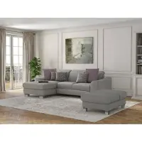 Sit&More Ecksofa SIT & MORE "Dundee L-Form", silber, B:264cm H:86cm T:175cm, Sofas, Ecksofa, mit Federkern und Edelstahlfüßen, wahlweise mit Kopfteilverstellung