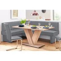 Home affaire Eckbank "Nils", grau (grau (fantasy 8202)), B:222cm H:89cm T:162cm, Holzwerkstoff, Massivholz, Polyester, Sitzbänke, Eckbank, Sitz und Rücken gepolstert, verschiedene Qualitäten