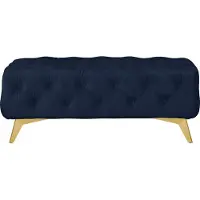 Home affaire Polsterhocker "Amaury", blau, B:120cm H:45cm T:80cm, Struktur (100% Polyester);Samtoptik (100% Polyester), Hocker, Polsterhocker, Chesterfield-Optik, Breite 120cm, Fußfarbe wählbar