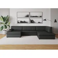 Domo Wohnlandschaft "Topper, elegant & zeitlos, Breite 320cm, komfortabel, U-Form", grau (dunkelgrau), B:320cm H:78cm T:213cm, Sofas, Wohnlandschaft, wahlweise mit Bettfunktion