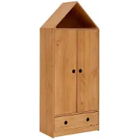 Lüttenhütt Kleiderschrank LÜTTENHÜTT "Alpi", beige (natur gebeizt, gewachst), B:75cm H:180cm T:40cm, Massivholz, Schränke, Kleiderschrank, Kiefernholz, mit Einlegeböden und Kleiderstange, Höhe 180 cm