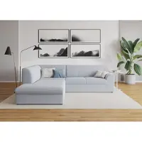 Domo Ecksofa "Topper zeitlos elegant, kompakte StellmaßeL-Form", blau (pastellblau), B:237cm H:78cm T:200cm, Sofas, Ecksofa, mit Ottomane, wahlweise mit Schlaffunktion