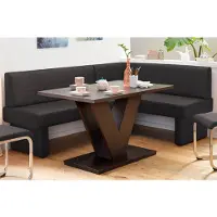 Home affaire Eckbank "Nils", schwarz (schwarz (arizona 4420)), B:202cm H:89cm T:152cm, Holzwerkstoff, Massivholz, Polyester, Sitzbänke, Eckbank, Sitz und Rücken gepolstert, verschiedene Qualitäten