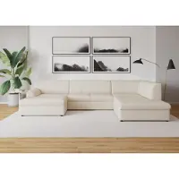 Domo Wohnlandschaft "Topper, elegant & zeitlos, Breite 320cm, komfortabel, U-Form", beige (creme), B:320cm H:78cm T:213cm, Sofas, Wohnlandschaft, wahlweise mit Bettfunktion