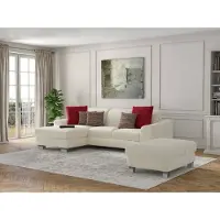 Sit&More Ecksofa SIT & MORE "Dundee L-Form", beige (creme), B:264cm H:86cm T:175cm, Sofas, Ecksofa, mit Federkern und Edelstahlfüßen, wahlweise mit Kopfteilverstellung