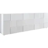 Inosign Sideboard "Dama Breite 241, Kommode 4 Türen, Anrichte", weiß (weiß hochglanz lack), B:241cm H:84cm T:42cm, Sideboards, Sideboard, Front in 3D-Optik, viel Stauraum, verschiedene Farben