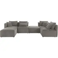 Otto Home Wohnlandschaft "Nöre U-Form", grau, B:340cm H:86cm T:172cm, 92% Polyester, 8% Polyamid, Sofas, Wohnlandschaft, 5 Teile, in vielen Bezugsqualitäten und Farben s. auch "Nöre"