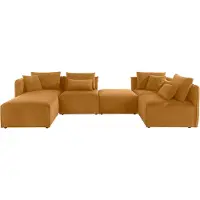 Otto Home Wohnlandschaft "Nöre U-Form", gelb (curry), B:340cm H:86cm T:172cm, 92% Polyester, 8% Polyamid, Sofas, Wohnlandschaft, 5 Teile, in vielen Bezugsqualitäten und Farben s. auch "Nöre"