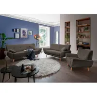 Home affaire Polstergarnitur "Basta Set: 3er + 2er + 1er, bequem, zeitloses Design, bodenfrei", braun, H:80cm T:82cm, 100% Polyester, Sitzmöbel-Sets, Polstergarnitur, Komfortable Wellenunterfederung