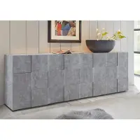 Home affaire Sideboard "Dama Breite 241, Kommode 4 Türen, Anrichte", grau (beton, optik), B:241cm H:84cm T:42cm, Sideboards, Sideboard, Front in 3D-Optik, viel Stauraum, verschiedene Farben