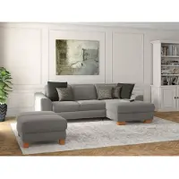 Sit&More Ecksofa SIT & MORE "Dundee L-Form", grau, B:264cm H:86cm T:175cm, Sofas, Ecksofa, mit Federkern und Massivholzfüßen, wahlweise mit Kopfteilverstellung