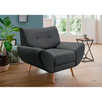 Home affaire Sessel "Basta komfortable Wellenunterfederung, Breite 112cm", schwarz, B:112cm H:80cm T:82cm, (100% Polyester) Struktur fein (100% Polyester) Chenille, Sessel, Sessel