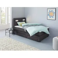Home affaire 1100000002199 "Luan", grau (anthrazit), B:127cm L:211cm, Komplettbetten, 1100000002199, Schubkästen, LED-Beleuchtung und Topper, in Breite 120 cm und 180 cm
