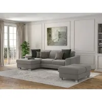 Sit&More Ecksofa SIT & MORE "Dundee L-Form", grau, B:264cm H:86cm T:175cm, Sofas, Ecksofa, mit Federkern und Edelstahlfüßen, wahlweise mit Kopfteilverstellung