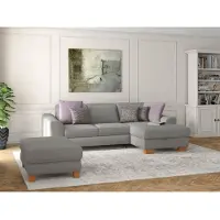 Sit&More Ecksofa SIT & MORE "Dundee L-Form", silber, B:264cm H:86cm T:175cm, Sofas, Ecksofa, mit Federkern und Massivholzfüßen, wahlweise mit Kopfteilverstellung