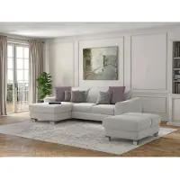 Sit&More Ecksofa SIT & MORE "Dundee L-Form", silber, B:264cm H:86cm T:175cm, Sofas, Ecksofa, mit Federkern und Edelstahlfüßen, wahlweise mit Kopfteilverstellung