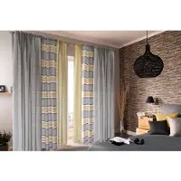 Homing Vorhang "Jannis" Gr. 1, grau, B:140cm H:245cm, Polyester, Gardinen, Vorhang, Streifen, safran, grau, Küche, Wohnzimmer
