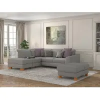 Sit&More Ecksofa SIT & MORE "Dundee L-Form", silber, B:263cm H:86cm T:219cm, Sofas, Ecksofa, mit Federkern und Massivholzfüßen, wahlweise mit Kopfteilverstellung