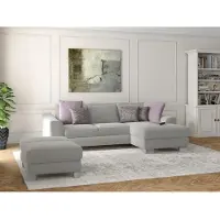 Sit&More Ecksofa SIT & MORE "Dundee L-Form", silber, B:264cm H:86cm T:175cm, Sofas, Ecksofa, mit Federkern und Edelstahlfüßen, wahlweise mit Kopfteilverstellung