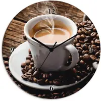 ARTland Glas Wanduhr Funkuhr - schwarzer Zeiger Heißer Kaffee - dampfender Kaffee Größe: 30x30 cm