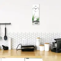 ARTland Glas Wanduhr Quarzuhr - schwarzer Zeiger 3D Steine Größe: 20x60 cm