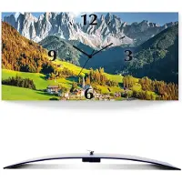 ARTland Wanduhr, gebogen Quarzuhr - schwarzer Zeiger Alpen Berge Santa Maddalena Größe: 50x25 cm