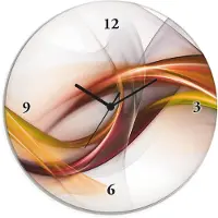 ARTland Glas Wanduhr Funkuhr - schwarzer Zeiger Abstraktes Design Orange Größe: 30x30 cm