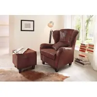 Home affaire Ohrensessel "Oliver, B: 92 cm, Sitzhöhe: 41 cm", braun, B:93cm H:102cm T:90cm, Bezug aus 100% Polyester, Sessel, Ohrensessel, 1 Zierkissen