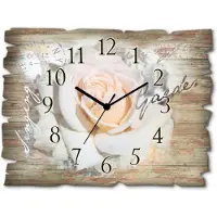 ARTland Holz Wanduhr Funkuhr - schwarzer Zeiger In Buchstaben - Rose Größe: 40x30 cm