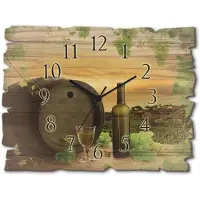ARTland Holz Wanduhr Quarzuhr - schwarzer Zeiger Wein Trauben Reben Weinberg Größe: 40x30 cm