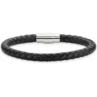 Bruno Banani Lederarmband "Schmuck Geschenk Armband Leder" Gr. 20,5, grau (schwarz, edelstahlfarben), Armbänder, Herren, 20,5, Edelstahl Leder, Edelstahl, Leder, Lederarmband