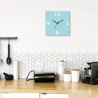 ARTland Wanduhr auf Alu Quarzuhr - schwarzer Zeiger Trendfarbe Hellblau Größe: 30x30 cm