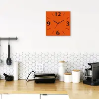 ARTland Wanduhr auf Alu Quarzuhr - schwarzer Zeiger Trendfarbe Flame Größe: 30x30 cm