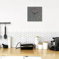 ARTland Wanduhr auf Alu Quarzuhr - schwarzer Zeiger Trendfarbe Grau-Bunt Größe: 30x30 cm