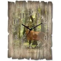 ARTland Holz Wanduhr Funkuhr - schwarzer Zeiger Hirsch 4 - Wald Größe: 30x40 cm
