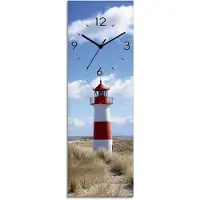 ARTland Glas Wanduhr Quarzuhr - schwarzer Zeiger Leuchtturm Sylt Größe: 20x60 cm