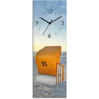 ARTland Glas Wanduhr Quarzuhr - schwarzer Zeiger Ostsee7 - Strandkorb Größe: 20x60 cm