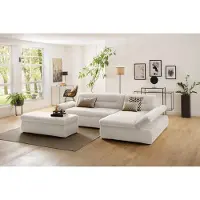 Inosign Ecksofa "Avesa L-Form", beige (creme), B:300cm H:80cm T:172cm, 95% Polyester, 5% Polyacryl, Sofas, Ecksofa, Wahlweise mit Armteilvertsellung und Bettfunktion, B/T/H: 300/172/80cm
