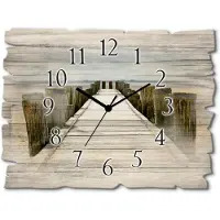 ARTland Holz Wanduhr Quarzuhr - schwarzer Zeiger Steg ins Watt Größe: 40x30 cm
