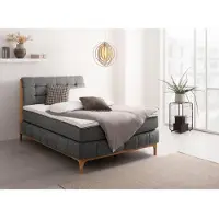 Otto Home Boxspringbett "Jelle", silber (silberfarben), B:161cm L:216cm, Komplettbetten, Boxspringbett, zertifizierte, recycelte Bezugsstoffe, verschiedene Ausführungen
