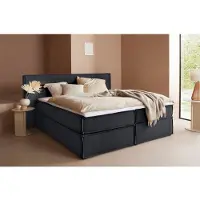 LeGer By Lena Gercke Boxspringbett "Yuma", grau (anthrazit), B:213cm L:213cm, 100% Polyester, , Komplettbetten, Boxspringbett, incl. Topper, in 4 Breiten, 3 Matratzenarten und je 2 Härtegraden