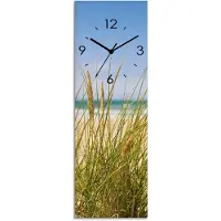 ARTland Glas Wanduhr Quarzuhr - schwarzer Zeiger Dünengras Größe: 20x60 cm