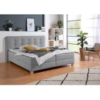 Home affaire Boxbett , grau, B:178cm L:210cm, Komplettbetten, Boxbett, inklusive Kaltschaum-Topper und Bettkasten