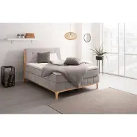 Otto Home Boxspringbett "Jelle", silber (silberfarben), B:161cm L:216cm, Komplettbetten, Boxspringbett, zertifizierte, recycelte Bezugsstoffe, verschiedene Ausführungen